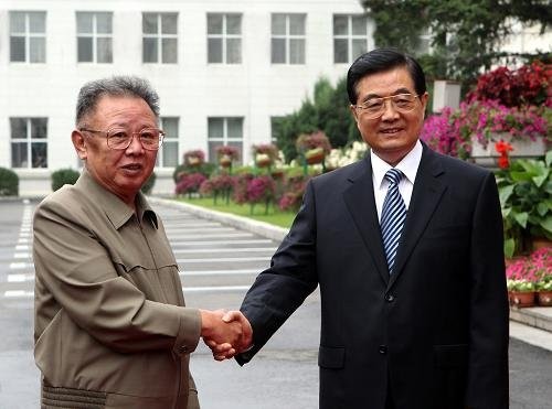 2010년 8월 만난 김정일과 후진타오.