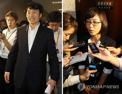 ▲ 통합진보당 이석기와 김재연 의원이 26일 오후 국회에서 열린 의원총회를 마친 후 의총장을 나서고 있다. 이날 통합진보당 이석기ㆍ김재연 의원에 대한 제명안은 13명의 제적의원 가운데 6명만 찬성해 결국 부결됐다. 2012.7.26 ⓒ 연합뉴스(자료사진)