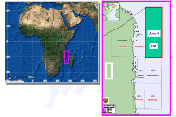 ▲ 지경부의 모잠비크 해상광구 위치 설명지도.