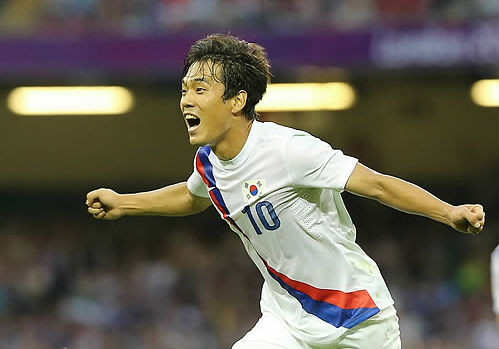 ▲ 10일 오후(현지시간) 영국 카디프의 밀레니엄스타디움에서 열린 2012 런던올림픽 남자축구 3,4위전 대한민국과 일본의 경기에서 박주영이 첫 골을 넣고 기뻐하고 있다. ⓒ연합뉴스