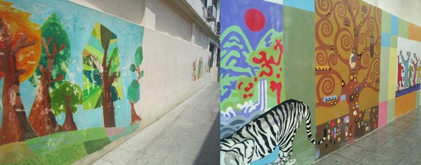 ▲ ⓒ대신중 미완성 벽화 개선 전후.