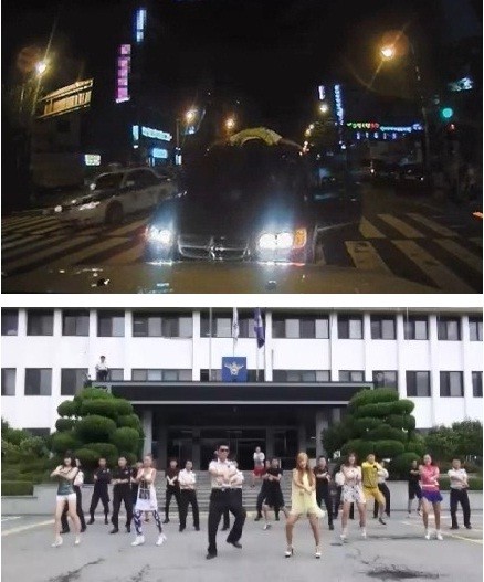 ▲ 위 '부산 다이하드 경찰', 아래 '오빤경찰스타일'ⓒ유튜브 영상 캡쳐