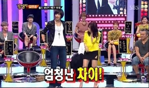 ▲ 왼쪽부터 김연경, 카라의 한승연.ⓒSBS 강심장 화면 캡쳐.