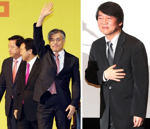 ▲ 민주통합당 문재인 대선 경선 후보가 야권 단일후보 양자대결에서 처음으로 안철수 서울대 융합과학기술대학원장을 오차범위 내에서 앞선 여론조사 결과가 나와 눈길을 끌었다. ⓒ연합뉴스