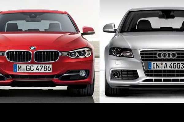 ▲ 현재 국내에서 가장 인기를 끌고 있다는 BMW 3시리즈와 아우디 A4의 모습.