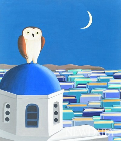 ▲ Owl & Santolini, 53x45cm, acrylic on canvas, 2012 ⓒ 안윤모