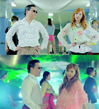 ▲ 가수 싸이와 포미닛의 현아.