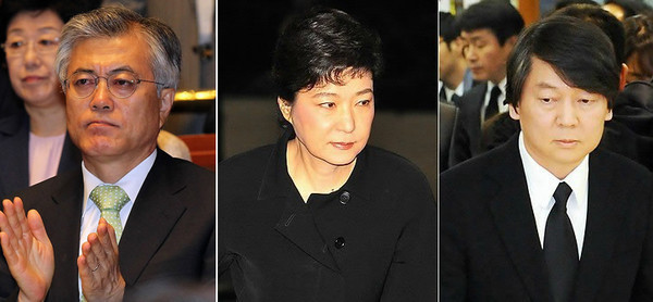 ▲ 2012 대선은 1948년 대한민국 건국 전후의 절박한 상황과 똑같다. 사진은 왼쪽부터 문재인, 박근혜, 안철수 대선 후보 ⓒ 자료사진