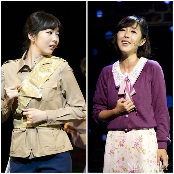 ▲ 창작 뮤지컬 ‘부활 더 골든데이즈’ 석주명을 사랑하는 여인 지민 역에 슈(유수영)와 배슬기ⓒ양호상기자