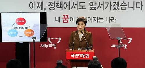 ▲ 박근혜 대선후보가 5일 오전 서울 여의도 당사에서 '신뢰외교와 새로운 한반도'를 주제로 기자회견을 열고 외교ㆍ안보ㆍ통일 공약을 발표하고 있다. ⓒ 연합뉴스