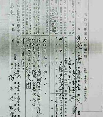▲ 일제시대 1945년 발간된 '임시육군군인속계'. 여기서 박정희의 이름은 왼쪽 아래 '다카기 마사오(고목정웅)'이라고 나온다.