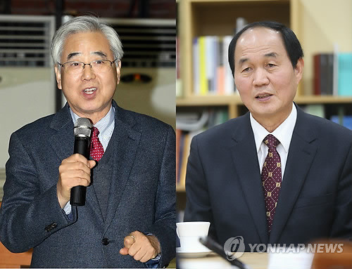 ▲ 서울시교육감 재선거에 나선 문용린 우파 단일후보(왼쪽), 이수호 좌파 단일후보(오른쪽).ⓒ 연합뉴스