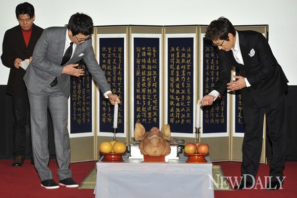 ▲ 영화 '박수건달' 제작발표회에 참여한 김정태, 박신양ⓒ이종현 기자