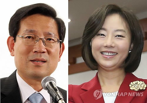 ▲ 박선규(왼쪽)-조윤선 대변인.