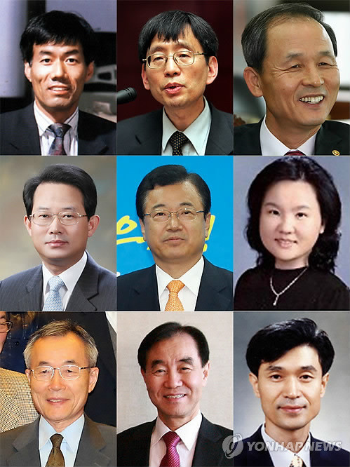 ▲ 상단 왼쪽부터/ 유민봉, 박효종,김장수. 가운데 왼쪽부터/ 류성걸,이현재,이혜진,아래 왼쪽부터/ 곽병선,최성재, 모철민.