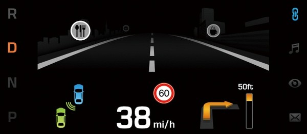 ▲ ⓒ18인치 대화면 헤드업디스플레이(HUD) 화면.