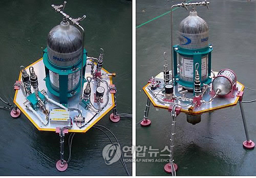 ▲ 2008년 11월 카이스트 항공우주공학과 권세진 교수가 개발한 소형 달 착륙선의 모습.ⓒ 연합뉴스