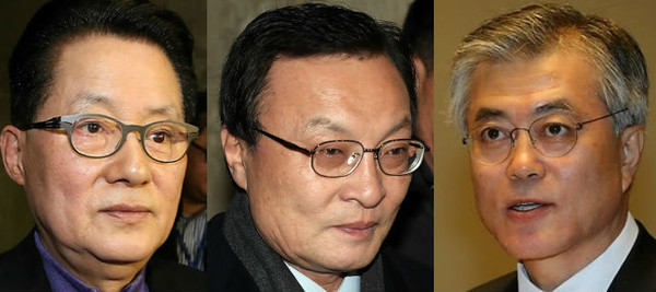 ▲ 민주통합당 '죽음의 삼각 동맹' (좌측부터) 박지원-이해찬-문재인 ⓒ연합뉴스