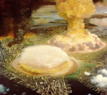 ▲ 미국 뉴욕에서 핵테러가 일어났을 때를 상상한 그림. 우리나라 수도권에 핵테러가 일어나면 그 피해규모는 상상하기 어렵다.