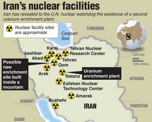 ▲ 이란의 주요 핵시설. 북한과의 협력을 통해 곳곳에서 핵개발을 하고 있다. 모두 북한의 외화벌이 사업이다.