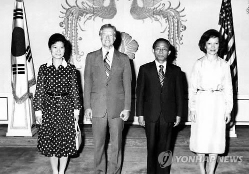 ▲ 1979년 방한한 카터 미국대통령 부부와 함께.ⓒ연합뉴스