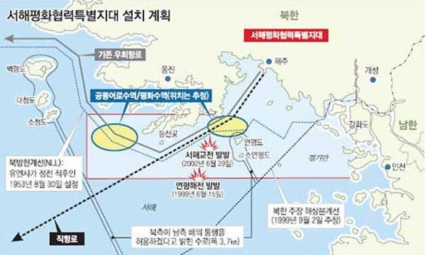 ▲ 盧정권이 김정일 정권과 추진하려 했던 '서해평화협력특별지대'의 개념도.