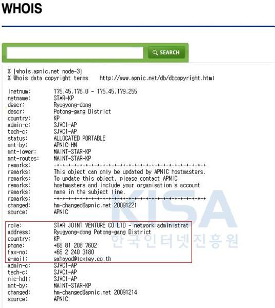 ▲ ⓒ한국인터넷진흥원 Whois 검색
