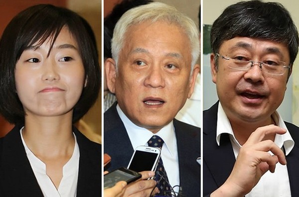 ▲ '깡통 평등법' 주창자들. 왼쪽부터 김재연-김한길-최원식.