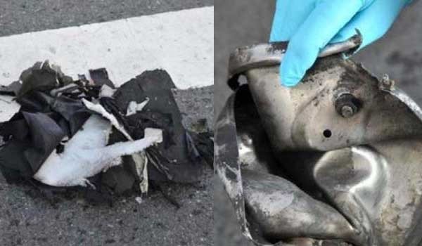 ▲ 美FBI가 공개한 '압력밥솥 폭탄'의 흔적들. 왼쪽은 압력밥솥을 넣었던 검은색 더플백 조각이다.