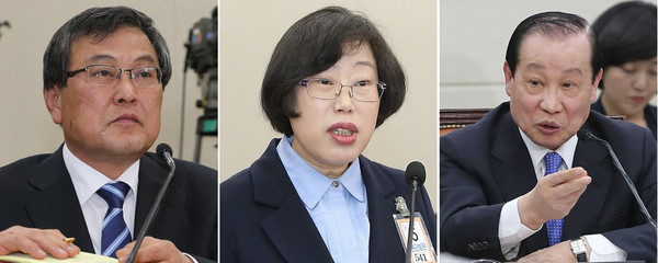 ▲ 왼쪽부터 최문기, 윤진숙, 이경재 내정자 ⓒ 연합뉴스