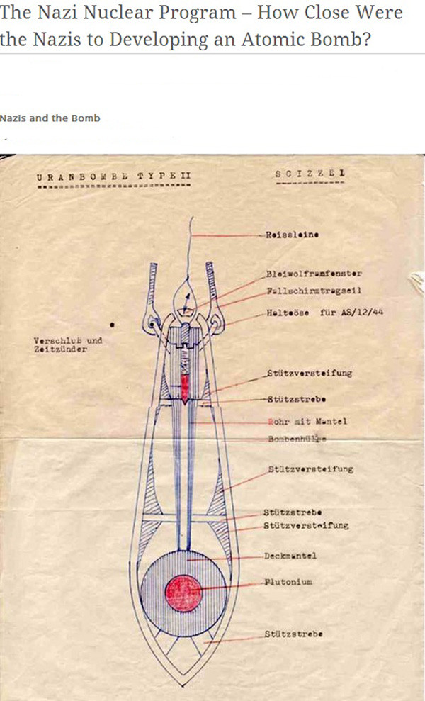 ▲ 2차 대전 당시 독일의 핵무기 설계도