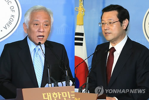 ▲ 민주통합당 당권에 도전한 김한길-이용섭 의원. ⓒ연합뉴스