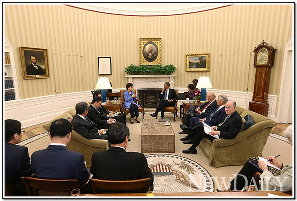 ▲ 박근혜 대통령과 버락 오바마 미국 대통령이 7일(현지시간) 오전 백악관에서 정상회담을 갖고 있다. ⓒ 뉴데일리