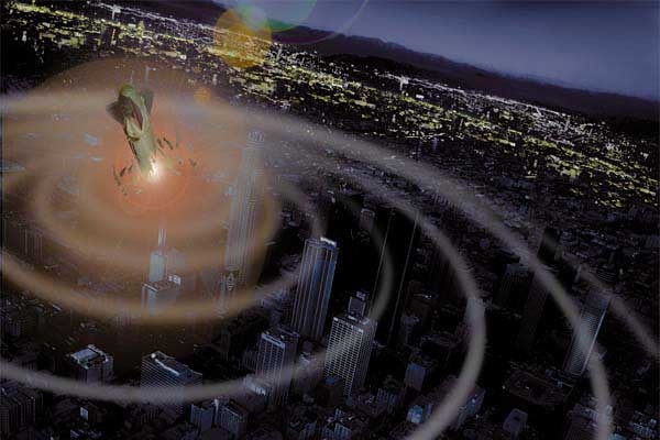 ▲ EMP폭탄이 터질 때를 형상화한 그래픽. 우리나라는 과연 얼마나 대비가 돼 있을까?