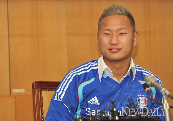 ▲ 지난 1월 10일 입단기자회견에서 정대세 선수.ⓒ이종현 기자