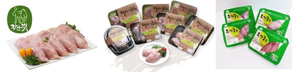 ▲ 자연애벗 ‘발효 생(生) 닭가슴살’,  마니커 무항생제 닭 ‘닭터의 자연’, ㈜한강CM ‘자연품은 유기농 닭’  ⓒ