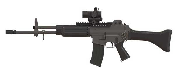 ▲ 주간용 개인화기조준경을 K2 소총에 장착한 모습.