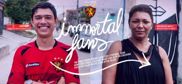 ▲ 열렬한 스포츠 팬들에게 장기를 기증하도록 유도해 프로모&액티베이션 그랑프리를 받은 [불멸의 팬].  ⓒ 뉴데일리