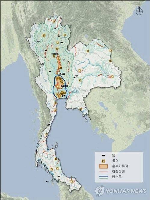 ▲ 사진은 태국 물관리사업 프로젝트별 위치도(태국 마스터 플랜 기준).  ⓒ 연합뉴스