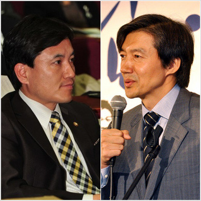 ▲ 새누리당 김진태 의원(왼쪽)과 서울대 법대 조국 교수 ⓒ 뉴데일리DB