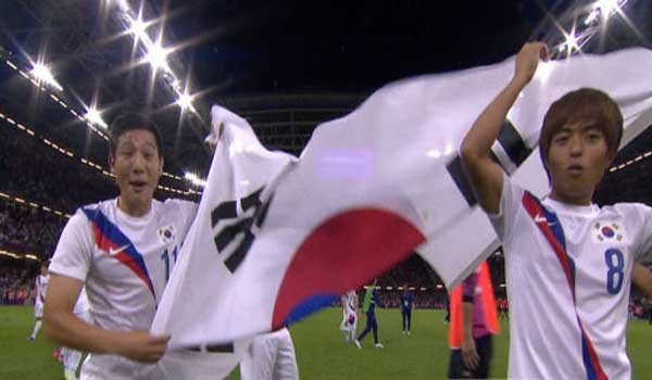 ▲ 국제대회에서 승리한 뒤 세리머니를 하는 축구 대표팀.