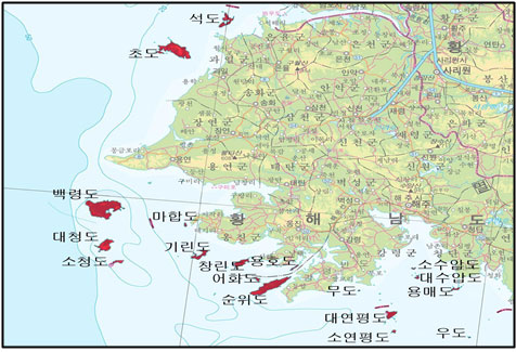 ▲ 한국 해군이 장악했던 북한 연안 도서들 ⓒkonas.net