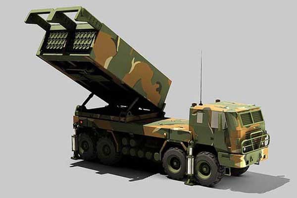 ▲ 차기 다련장 로켓의 상상도. 유도 로켓과 무유도 로켓을 사용한다. 예상 사정거리는 40km 이상이다.