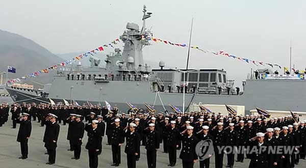 ▲ 차기호위함(FFG) 1번함인 '인천함'의 진수식. [사진: 연합뉴스]