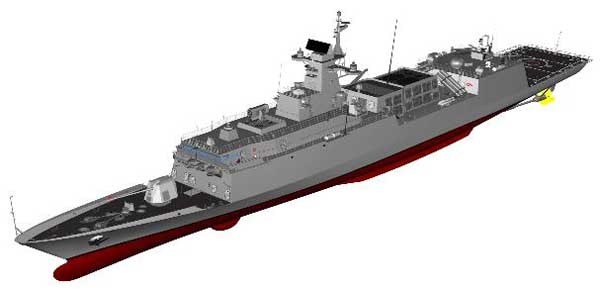 ▲ 18일 진수식을 한 차기호위함 '인천함'의 모습.