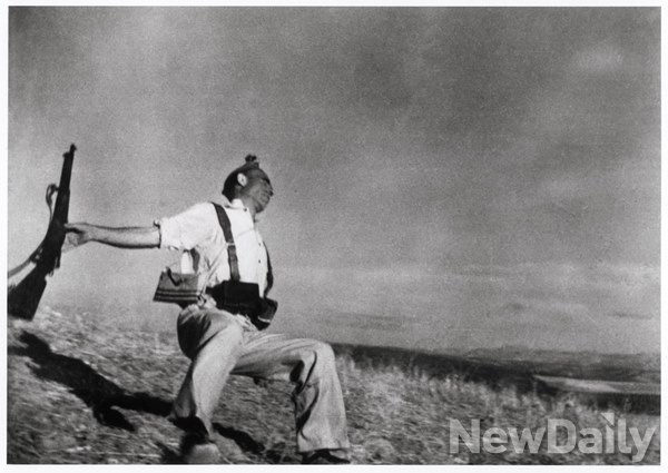 ▲ '어느 공화파 병사의 죽음' ROBERT CAPA ⓒ 로버트카파 100주년 사진전 운영사무국