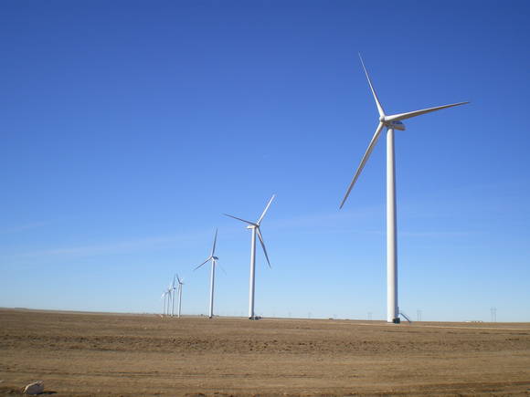 ▲ 대우조선해양의 풍력 자회사인 드윈드가 풍력발전기를 공급한 미국 텍사스 주 프리스코(Frisco) 풍력발전단지 전경.ⓒ대우조선해양