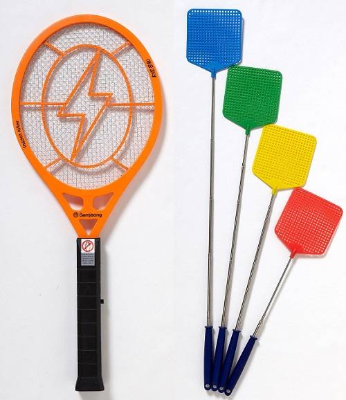 ▲ 전기 해충킬러와 길이조절 모기채(오른쪽)