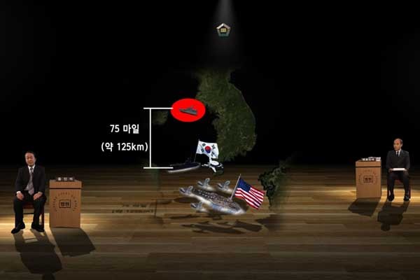 ▲ 영화 '천안함 프로젝트' 중 미군 역활론을 설명하는 모습.