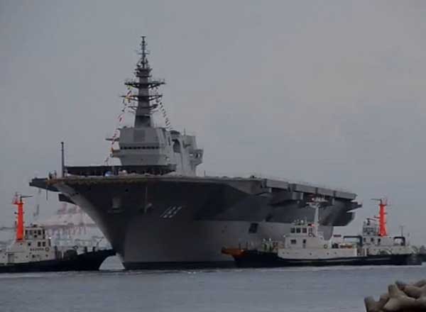 ▲ 지난 6일 진수식을 가진 일본 해상자위대 대형 헬기호위함 '이즈모'.